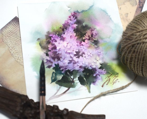 Spring blossom, Lilac in watercolor