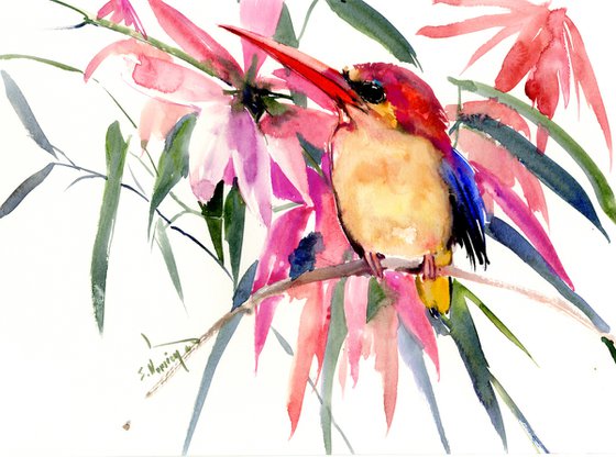 Oriental Kingfisher Watercolor Artwork