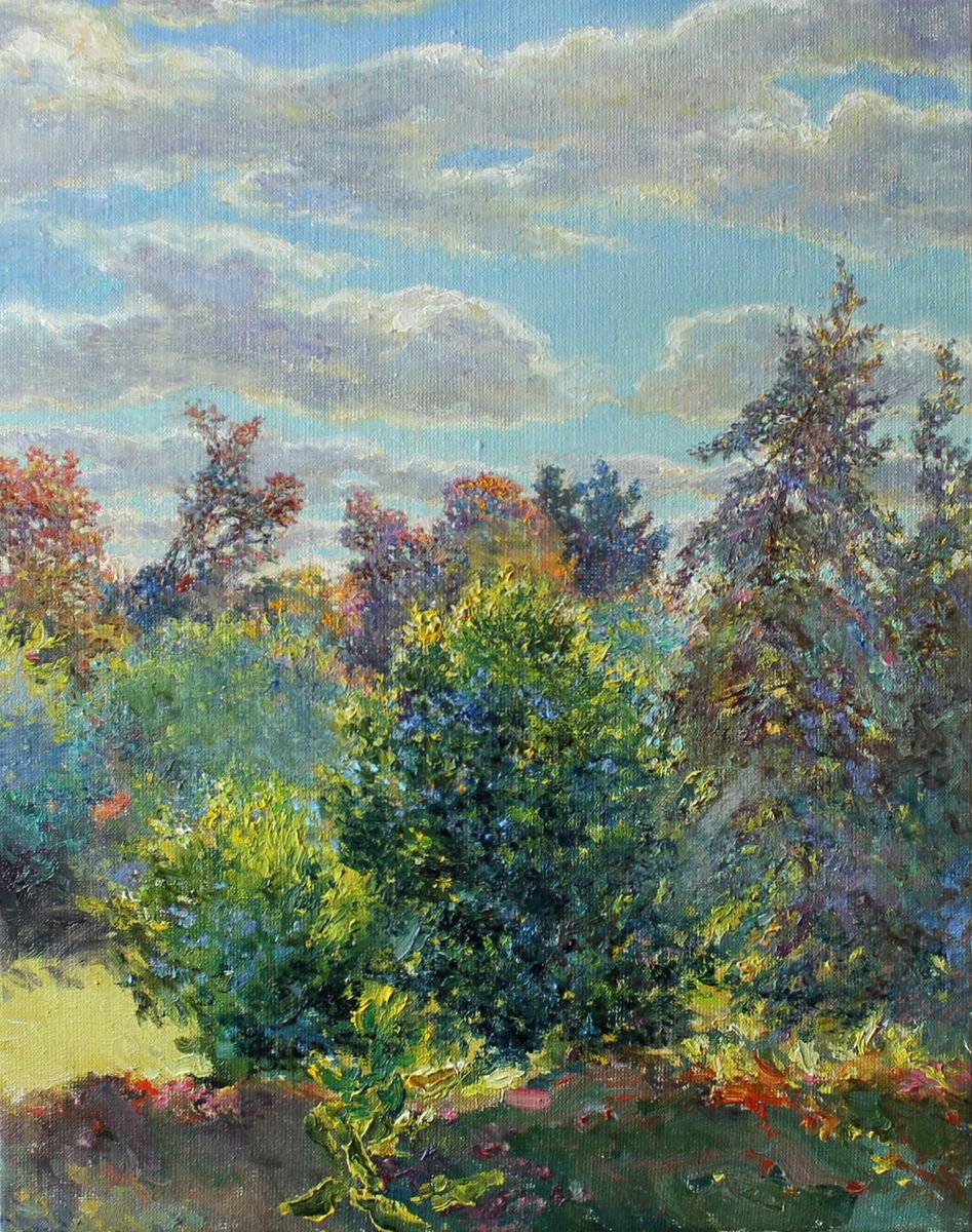 Impressionistic Landscape Oil Painting By Svetlana Koval (Gunchenko), 16 X 20", Sunny Day, Original Artwork