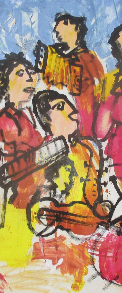 jazz expressive music - acrylicpainting 80x80cm 31,5  x 31,5 inch by Sonja Zeltner-Müller
