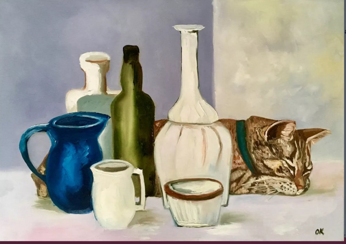 Impressionistic Animal Oil Painting By Olga Koval, 28 X 20", Sleeping Beauty, Original Artwork