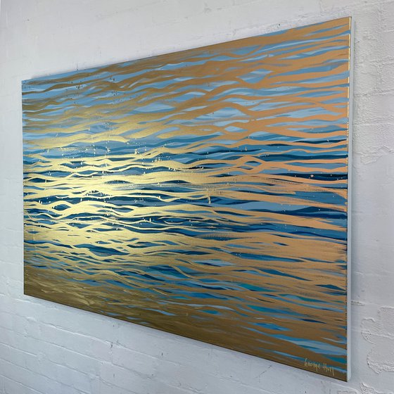 Golden Current - 152 x 101 cm - metallic gold paint and acrylic on canvas