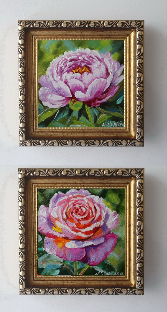 Peony and Rose Miniature Set