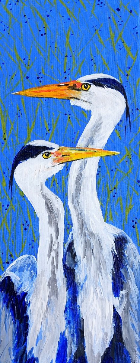 Blue heron couple by Marily Valkijainen