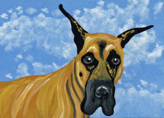 ACEO ATC Original Miniature Painting Great Dane Pet Dog Art-Carla Smale