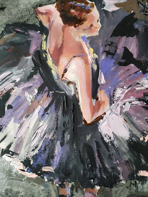 Silver Symphony -Ballerina Painting on Paper