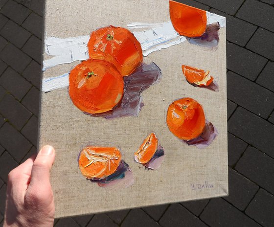 Tangerines Fruit Original Oil Painting Oil on Canvas Fine Art Impressionism
