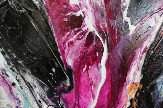 Magenta Candy Rush 190cm x 100cm Turquoise Magenta Textured Abstract Art