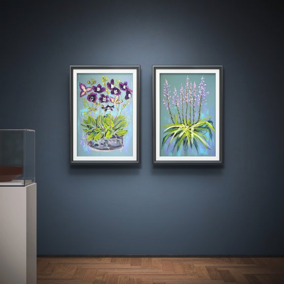 Set of 2 Pastel Wild orchids