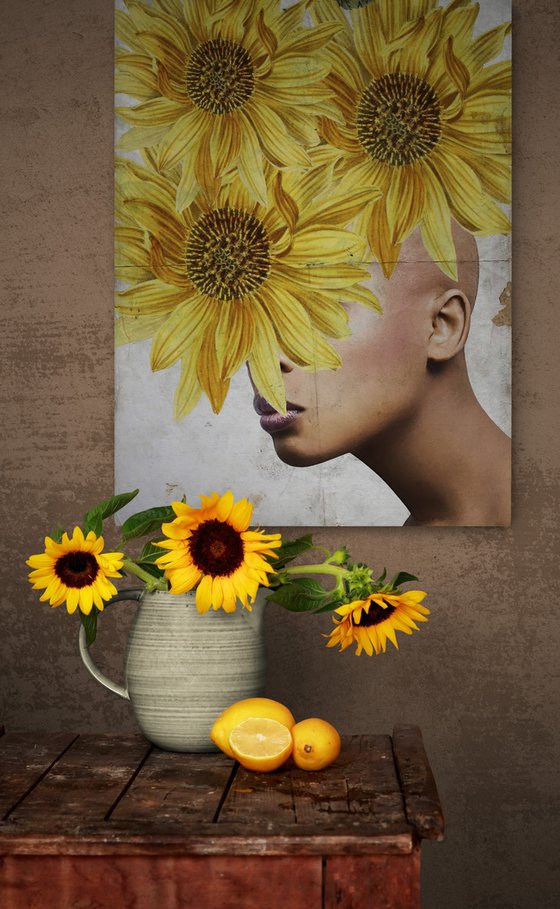 Face art collection "Fedbergsun" Sunflowers - Vol 55. Art portrait on canvas