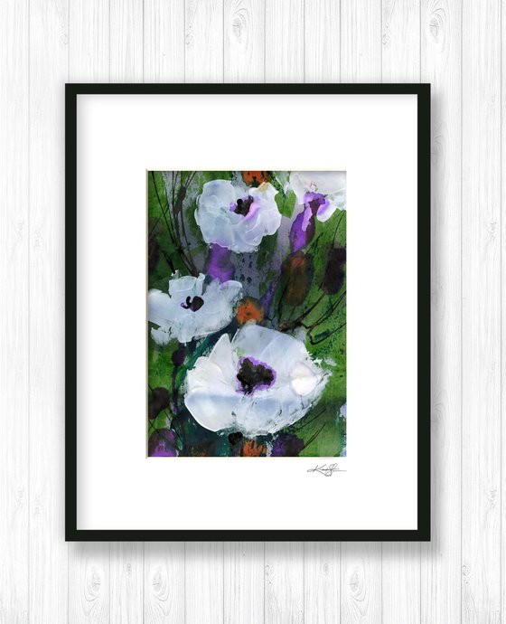 Abstract Floral Collection 3 - 3 Flower Paintings in mats by Kathy Morton Stanion