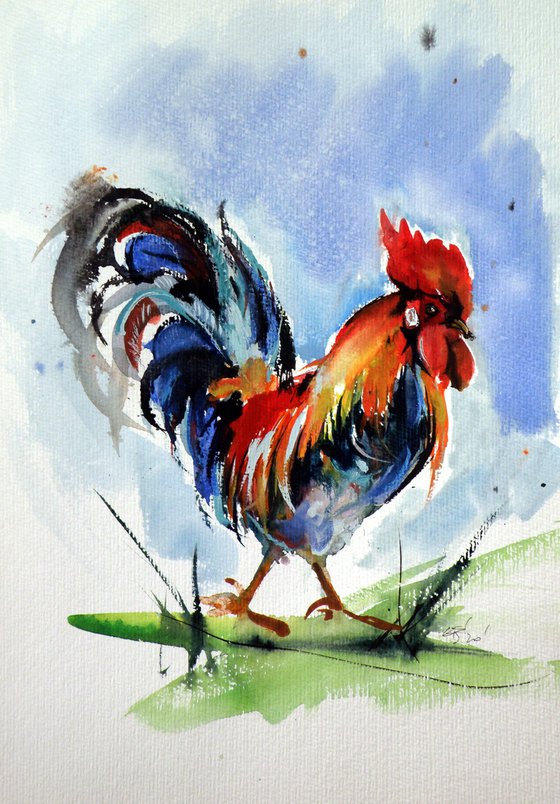 Walking rooster