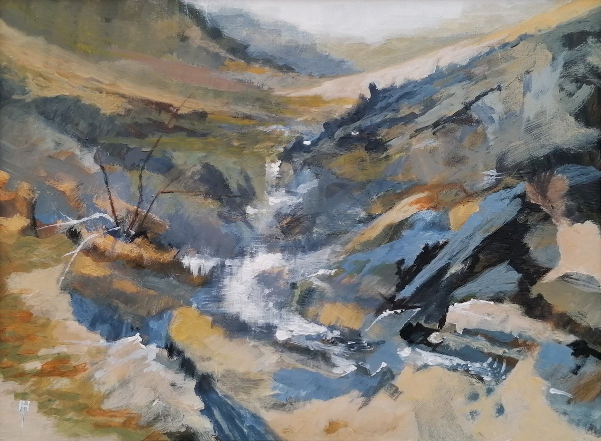 Impressionistic Landscape Acrylic Painting By Alan Harris, 16 X 12, Highland Dawn, Original Artwork