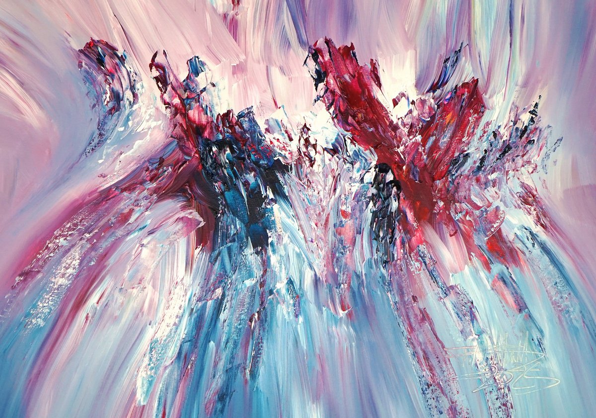 Abstract Acrylic Painting By Peter Nottrott, 39 X 28", Find Together A 1, Original Artwork