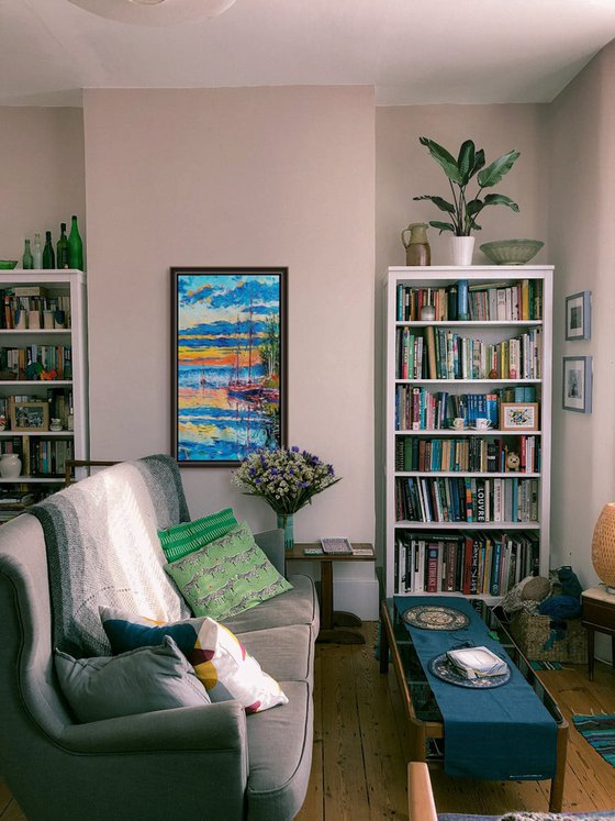 Harbor in Blue and Fire