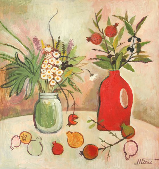 Flowers and pomegranates