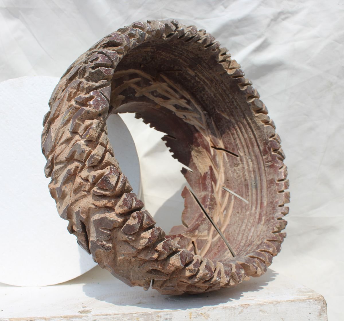 Geometric Abstract Clay Sculpture By Ognyan Hristov, 11 X 5", "Move", Original Artwork