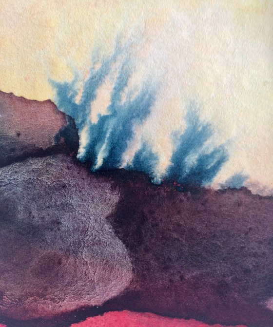 Rocks  I  Landscape Miniature Watercolor