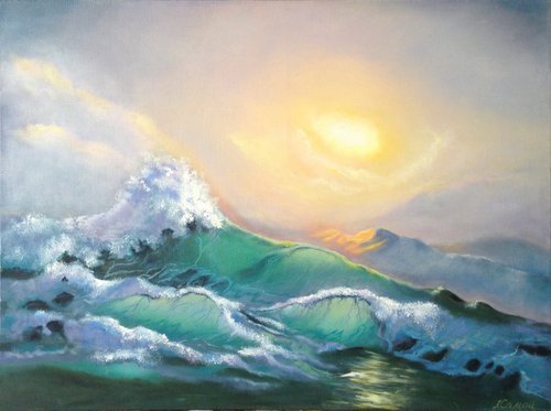 Emerald Wave - seascape after the storm by Liubov Samoilova