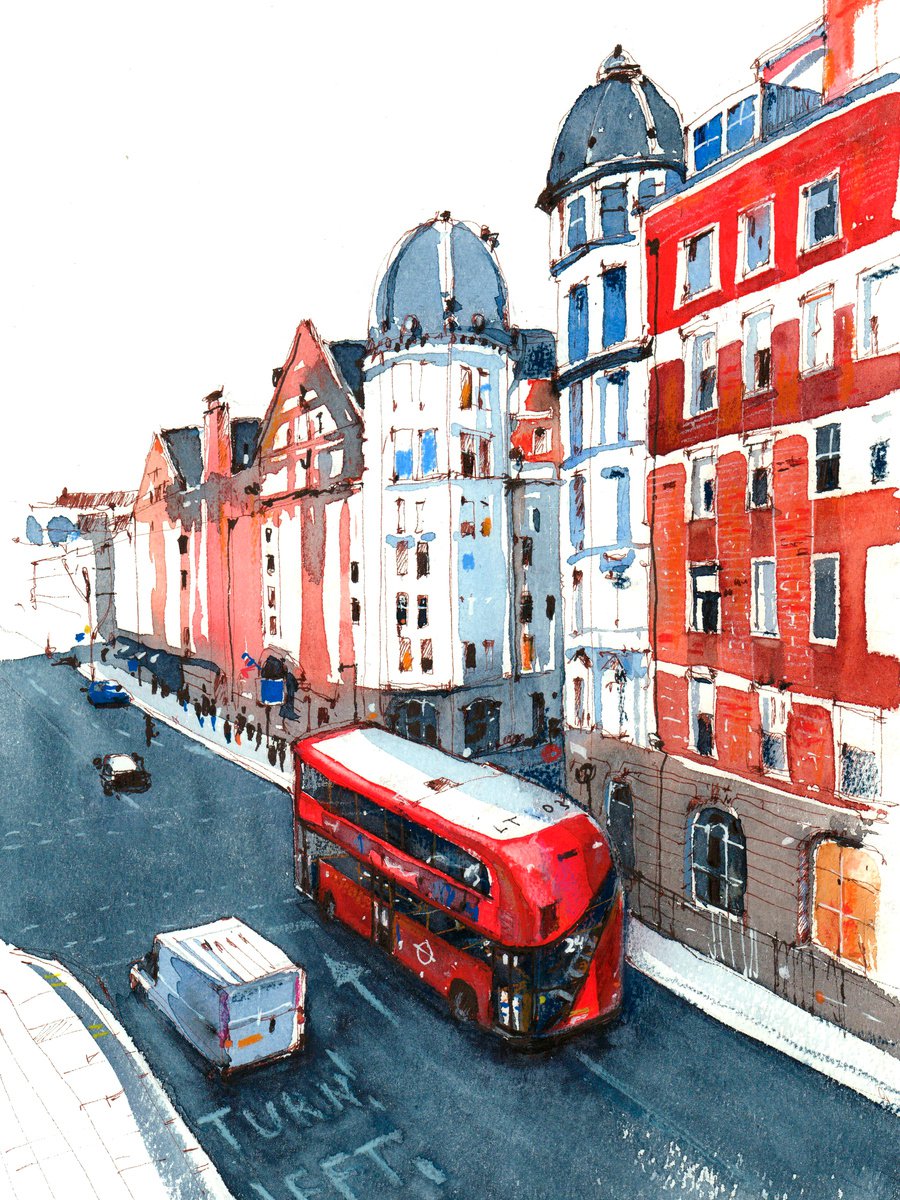 Red Bus in London by Anastasia YOUKKI Mamoshina