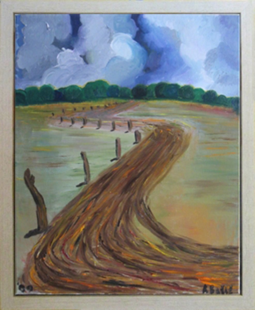 Impressionistic Landscape Oil Painting By Aleksandar Basic, 19 X 23, Wasteland, Original Artwork