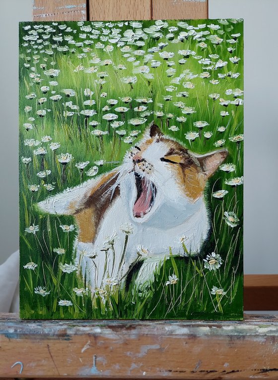 Cat in a Flower Meadow