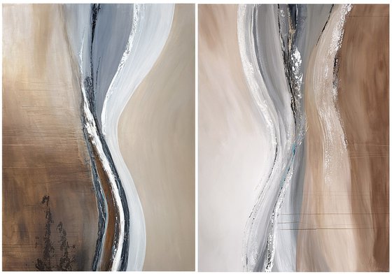Diptych Sculpted Lines of Sand