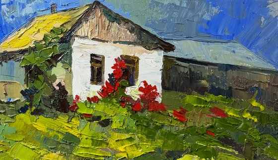 Red Flowers by the Window