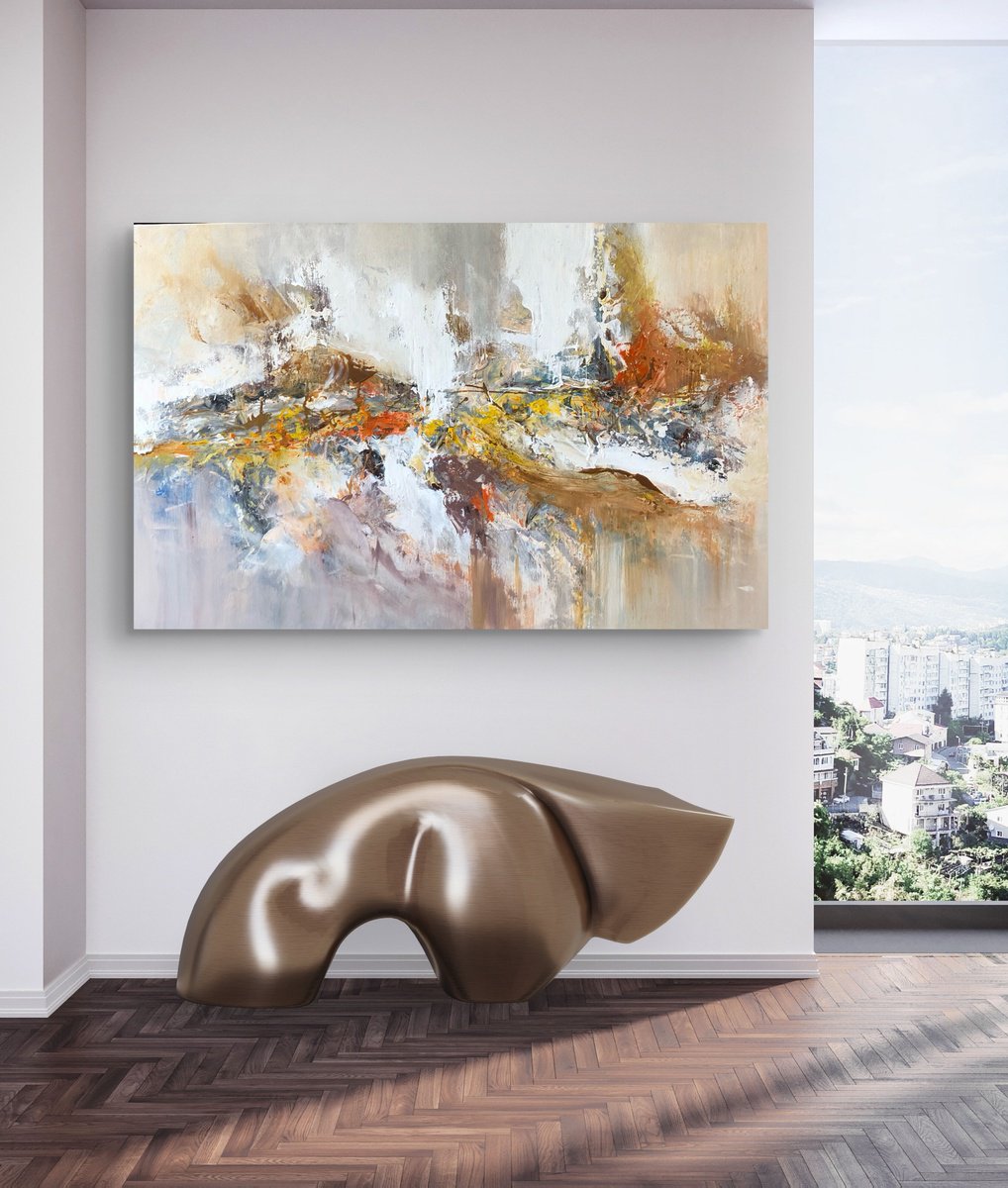 Abstract Painting By Snezana Djordjevic, 43 X 28", Jupiter, Original Artwork