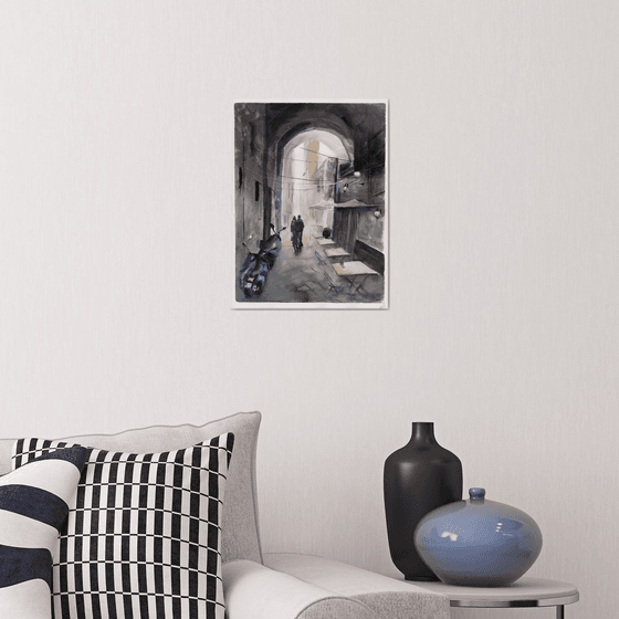 Napoli Street - Original Watercolor Painting