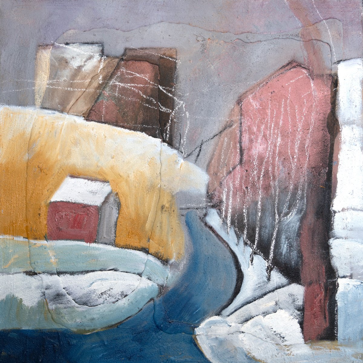 House By The River By Elizabeth Anne Fox, 20 X 20, Artwork For Sale On Artfinder