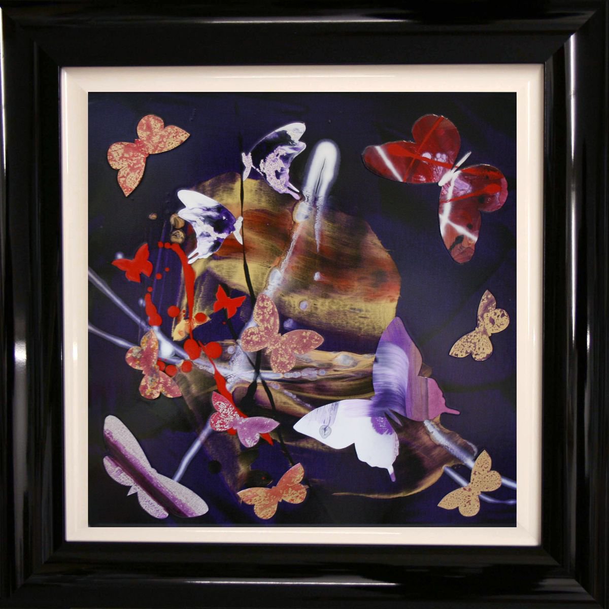 BUTTERFLY COLLAGE/Night breeze (framed) by Paresh Nrshinga