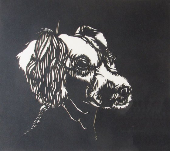 Cocker spaniel portrait paper cut