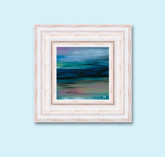 Modern small  abstract painting , contemporary artwork , absrtact wall decor, coastal artwork blue ocean wall decor gift for friend
