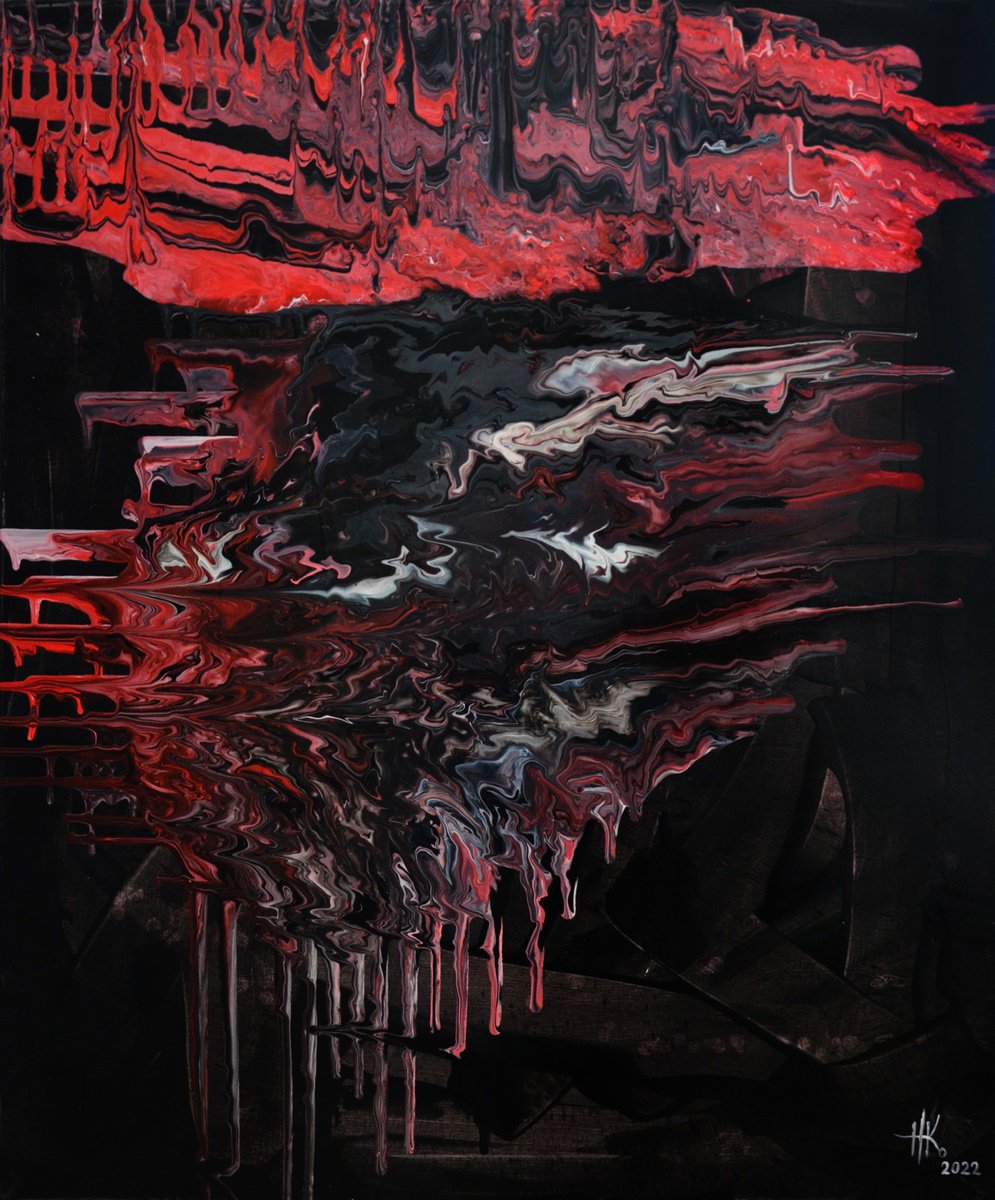 Abstract Acrylic Painting By Zhanna Kondratenko, 30 X 35", Faces, Original Artwork