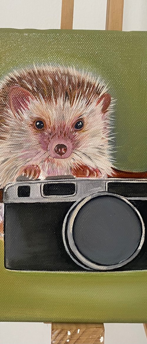 “Sweet moments” hedgehog oil painting by Bethany Taylor