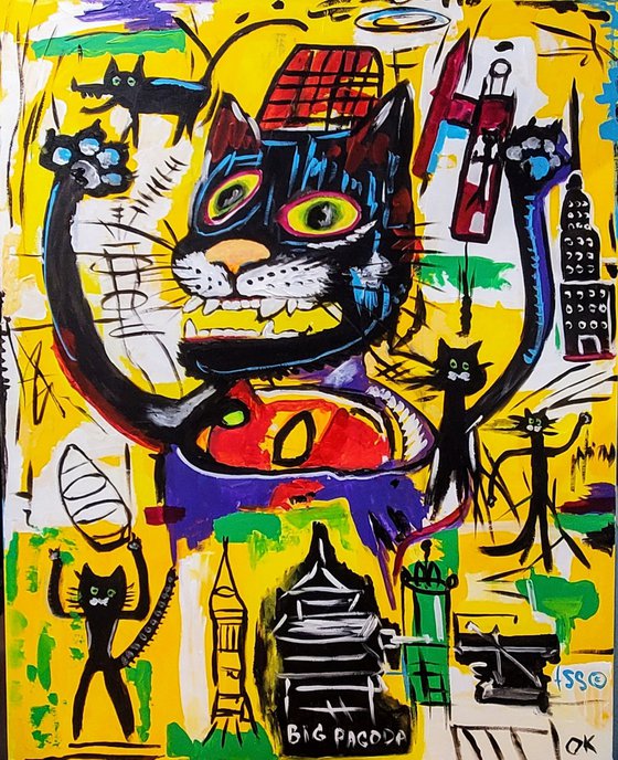 Pyro Cat  1984 version of famous painting by Jean-Michel Basquiat.