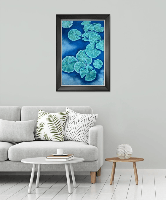 Water lilies on the water Pastel