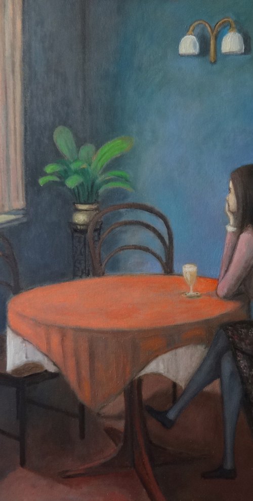 Woman in a bar by Massimiliano Ligabue