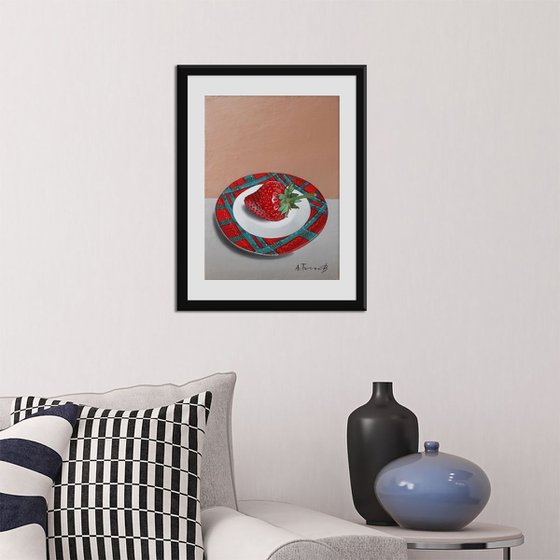 Still Life with a Strawberry on a Plate