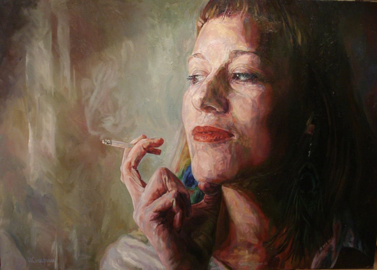 Girl smoking 1, Barbara ( series Girl smoking ) by Natalia Sidorina