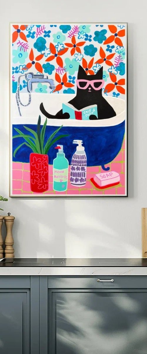 Relaxed Black Cat by Sasha Robinson