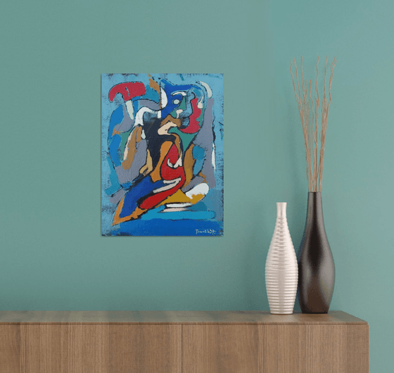 Abstract with blue(30x40cm, oil painting, ready to hang)