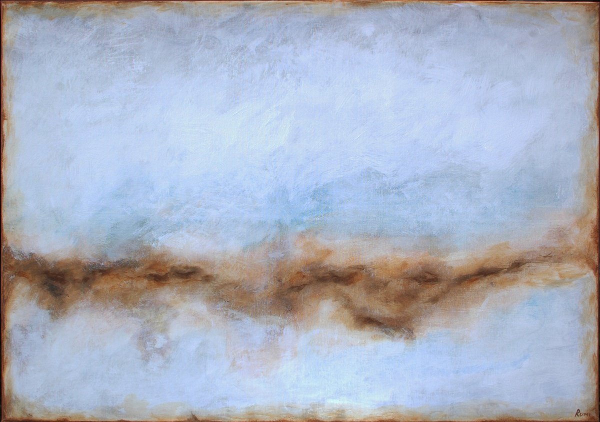 Abstract Acrylic Painting By Rumen Spasov, 39 X 28", Long Ago And Faraway, Original Artwork