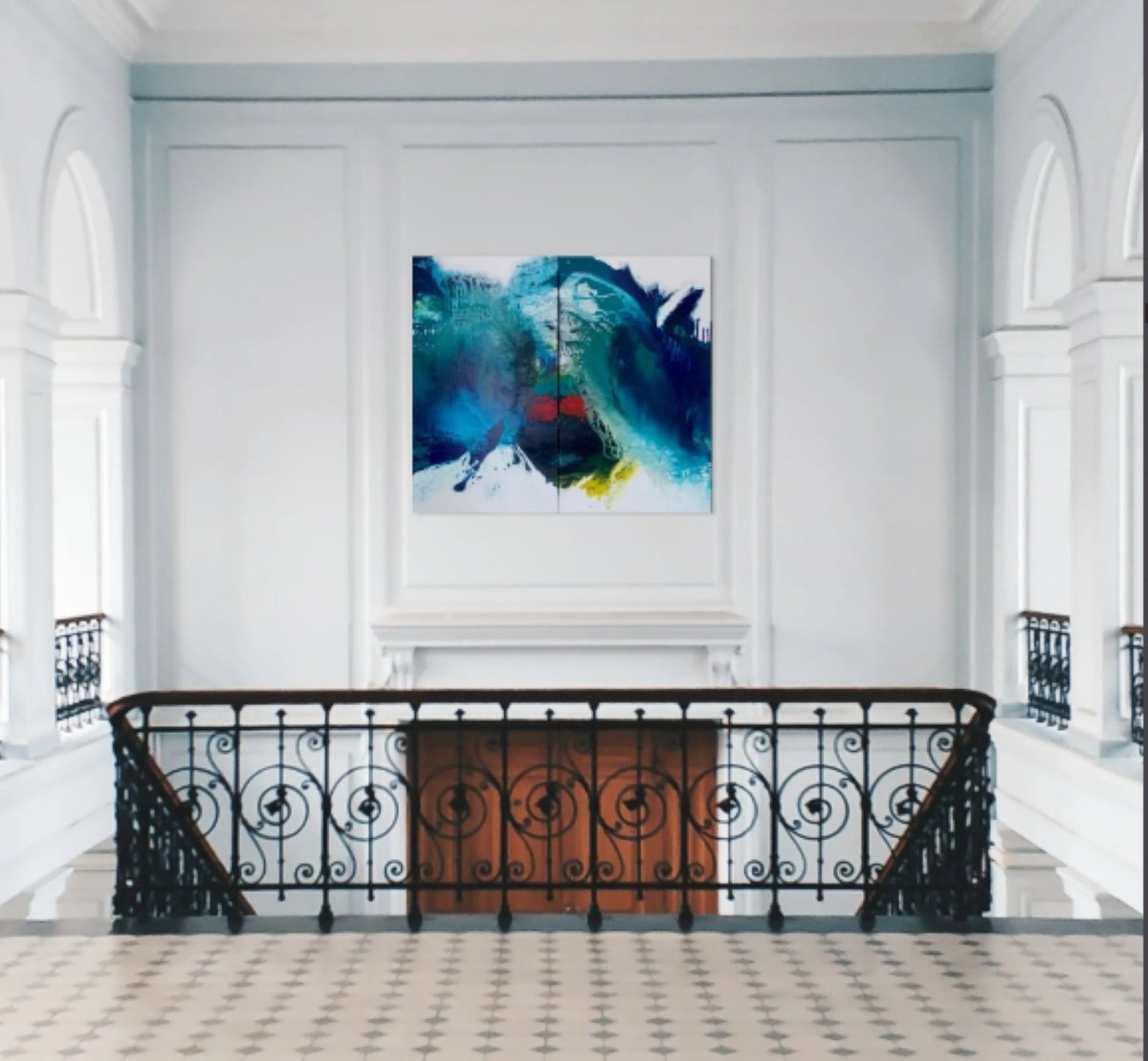 Abstract Painting By Christa Haack, 63 X 55, Blue Detection 1+2 - Diptychon, Original Artwork