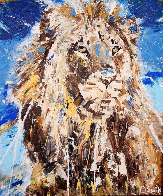 Lion: The Lion's Son 100 x 120 x 4 cm Wild life painting
