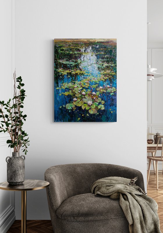 White Water Lilies in the Pond