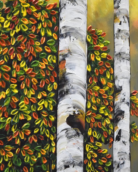 Birches - Large Textured Artwork