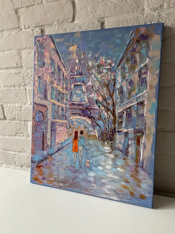 "Walk in Paris". Original oil painting