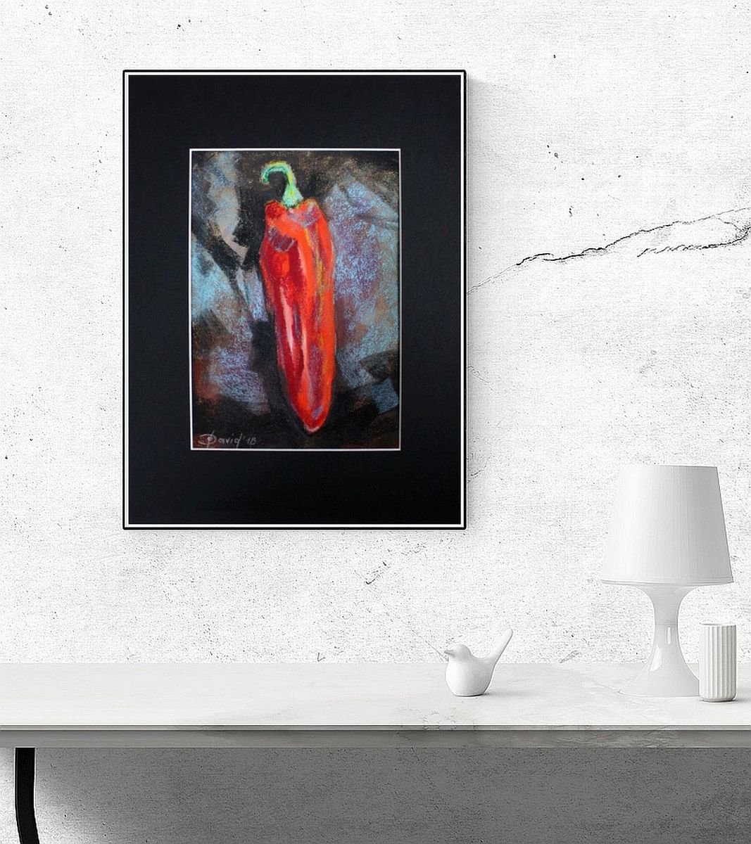 Still Life Pastel Drawing By Olga David, 9 X 11", Spitzpaprika, Original Artwork